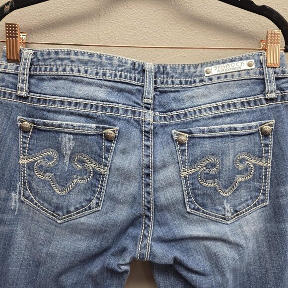ReRock for Express Jeans Womens 6R Skinny Distressed Embroidered Pockets Denim - Picture 5 of 14